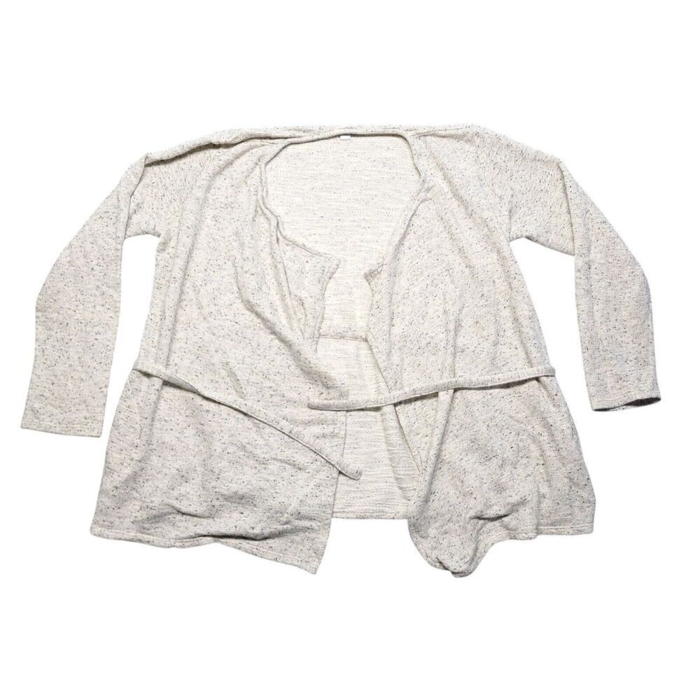 Pure Jill  Women's Cardigan Sweater Medium Gray  Open Front Knit Pockets Comfy